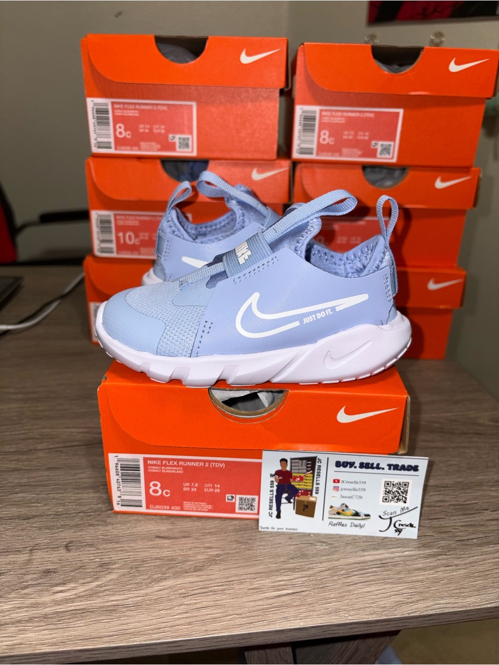 Size 10C  (TODDLER) - Nike Flex RNNR 2 Cobalt Bliss Runner White